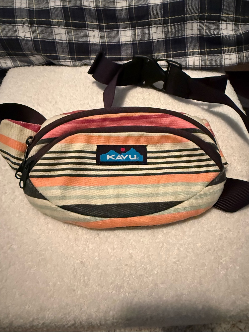 Kavu Striped Pink, Orange & Cream Waist Bag